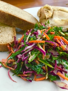 5 minute healthy chicken and salad meal closeup