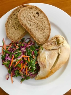 5 minute healthy chicken and salad meal prepared